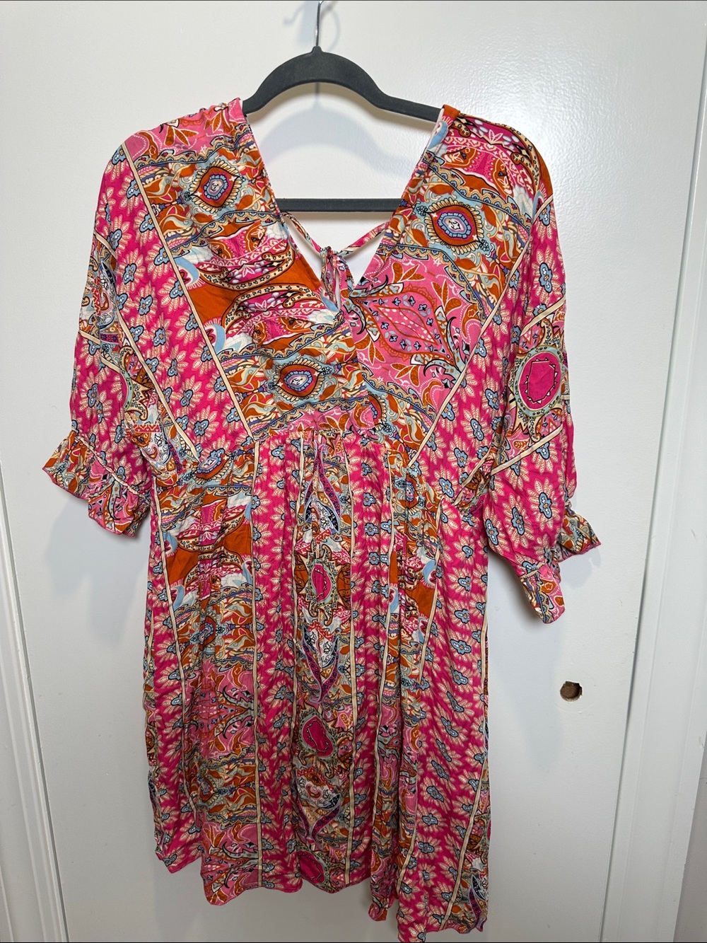 ePretty Hot Pink and Orange Paisley Mini Dress (61)